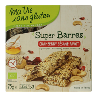 Super repen sesam & cranberry glutenvrij bio 75 Gram