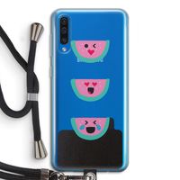 Smiley watermeloen: Samsung Galaxy A50 Transparant Hoesje met koord