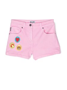 Moschino Kids short court à détail de patch - Rose