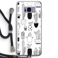 Cactusmotief: Samsung Galaxy S8 Plus Transparant Hoesje met koord