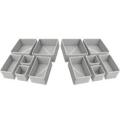 Ruhhy opbergmanden - 12x stuks - 3 formaten - grijs - ondergoed en sokken - ladekast organizer