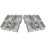 Ruhhy opbergmanden - 12x stuks - 3 formaten - grijs - ondergoed en sokken - ladekast organizer