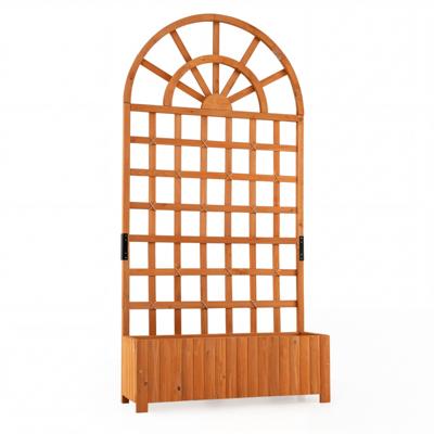 Bloembakken met Latwerk Buitenbakken met Afschermingspanelen en Afwateringsgaten Geschikt voor Terrassen Balkons en Tuinen-Bruin