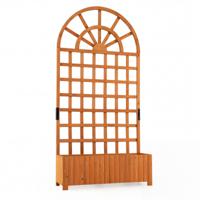 Bloembakken met Latwerk Buitenbakken met Afschermingspanelen en Afwateringsgaten Geschikt voor Terrassen Balkons en Tuinen-Bruin