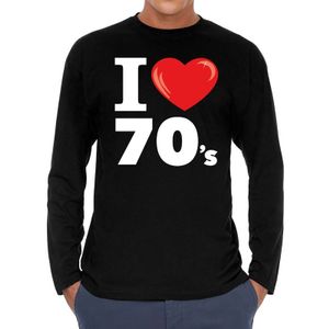 Seventies long sleeve shirt met I love 70s bedrukking zwart voor heren 2XL  -