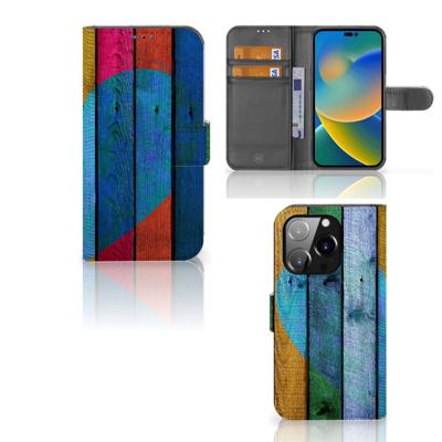iPhone 14 Pro | Book Style Case | Wood Heart - Cadeau voor je Vriend