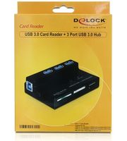 DeLOCK 91721 geheugenkaartlezer USB 3.0 met 3 ports USB 3.0 hub - thumbnail