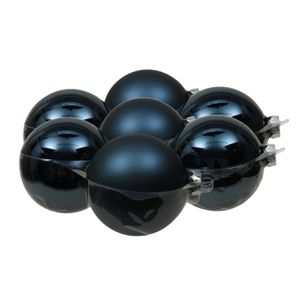 8x stuks glazen kerstballen donkerblauw 10 cm mat/glans