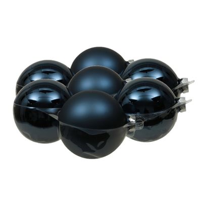 8x stuks glazen kerstballen donkerblauw 10 cm mat/glans