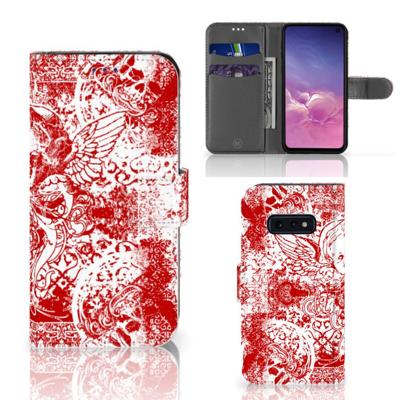Telefoonhoesje met Naam Samsung Galaxy S10e Angel Skull Rood