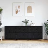 Dressoirs 3 pcs Zwart eiken 180 x 35 x 70 cm Bewerkt hout