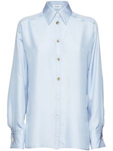 Ferragamo chemise satinée à boutonnière - Bleu