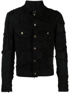 Greg Lauren veste en jean à effet usé - Noir