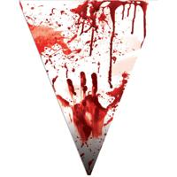 Horror party en Halloween thema vlaggenlijn - feestslinger - bloederig - plastic - 500 cm - Versieri