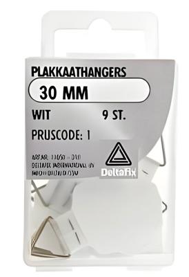 Plakkaathangers 30mm wit 9st - Deltafix
