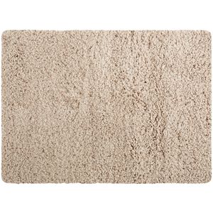 MSV Badkamerkleedje/badmat tapijt - voor de vloer - beige - 50 x 70 cm - langharig - Badmatjes