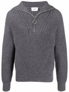 AMI Paris sweat nervuré à col zippé - Gris