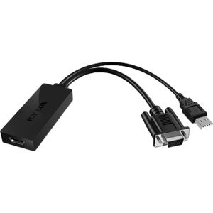 ICY BOX IB-AC512 0,235 m HDMI Type A (Standaard) VGA (D-Sub) + USB Zwart