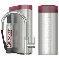 Quooker Flex Round Keukenkraan Set - Kokend Warm- en Koud Water - Uittrekbare Slang - RVS - Inclusief COMBI+ Reservoir & CUBE - Direct Gekoeld Bruisend Water