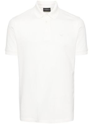 Emporio Armani polo en piqué à logo brodé - Blanc