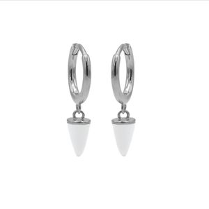 Karma Oorringen Hinged Hoops Emaille Cone Wit Zilver