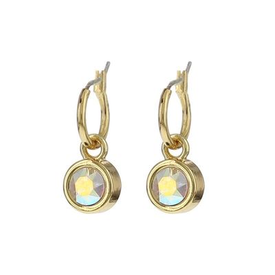 Biba Hang Oorbellen met Swarovski Steentje Crystal AB Goud