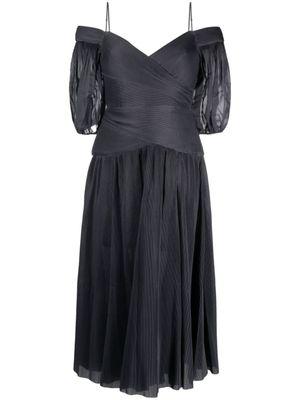 ZIMMERMANN robe mi-longue plissée à épaules dénudées - Bleu