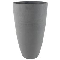 Bloempot/plantenpot vaas van gerecycled kunststof donkergrijs D29 en H50 cm   - - thumbnail