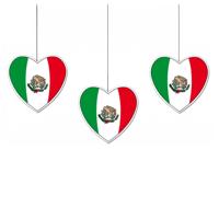 3x Mexico hangdecoratie harten 28 cm