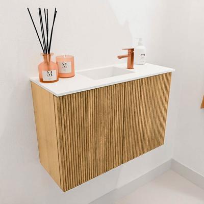 Toiletmeubel Mondiaz Joya | 60 cm | Meubelkleur Oak | Faye wastafel Talc Midden | 1 kraangat Toiletmeubel Mondiaz Joya | 60 cm | Meubelkleur Oak | Faye wastafel Talc Midden | 1 kraangat