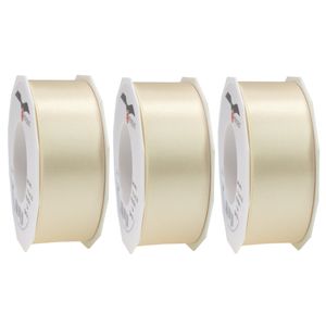 3x Luxe hobby/decoratie creme satijnen sierlinten breed 4 cm/40 mm x 25 meter