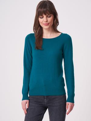 Basic fijngebreide boothals trui van biologisch cashmere