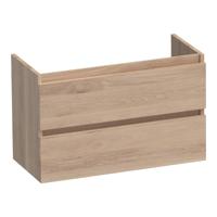 BRAUER Solution Small Wastafelonderkast - 80x39x50cm - 2 softclose greeploze lades - 1 sifonuitsparing - hout - Smoked oak OK-MES80SSO