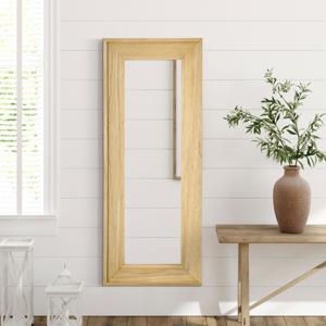 HOMCOM wandspiegel 150 cm x 60 cm x 4,5 cm, volledige lengte, spiegelglas, dennenhout, naturel