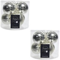 12x Zilveren glazen kerstballen 8 cm glans en mat