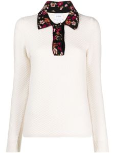 Barrie floral-print cashmere jumper - Blanc