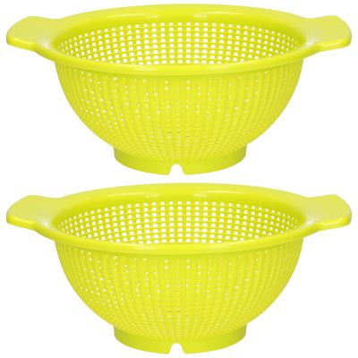 Keuken vergiet/zeef - 2x - kunststof - Dia 23 cm x Hoogte 10 cm - groen