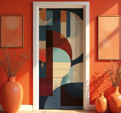 Door kandinsky geïnspireerd geometrisch patroon deursticker