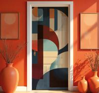 Door kandinsky geïnspireerd geometrisch patroon deursticker