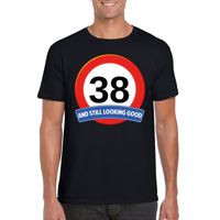 Verkeersbord 38 jaar t-shirt zwart heren