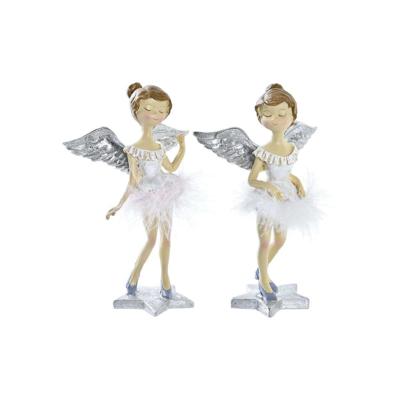 Kerstversiering DKD Home Decor Hars Engel (11 x 9 x 17 cm) (2 Stuks)
