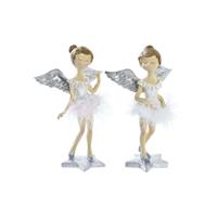 Kerstversiering DKD Home Decor Hars Engel (11 x 9 x 17 cm) (2 Stuks)