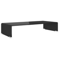 vidaXL Tv-meubel/monitorverhoger zwart 70x30x13 cm glas - thumbnail