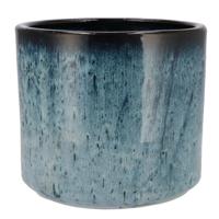 DK Design Bloempot Blue Glaze - rond - blauw - D21xH24 cm - ombre