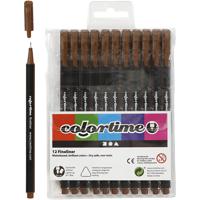 Colortime fineliners, lijndikte 0,6-0,7 mm, bruin, 12 stuk/ 1 doos