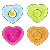 Eierdopjes Hart - set van 4x - multi kleuren - kunststof - 9 x 2 cm Eierdopjes Hart - set van 4x - multi kleuren - kunststof - 9 x 2 cm