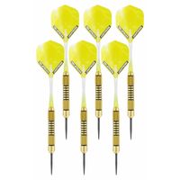 4x Set van 3 dartpijlen Speedy Yellow Brass 19 grams - thumbnail