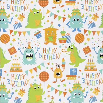 Creativ Company Inpakpapier, verjaardag, b: 50 cm, 80 gr, vrolijke kleuren, 100 m/ 1 rol