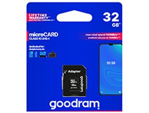 Goodram microSD-kaart 32 GB klasse 10 UHS I met adapter