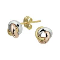 14k Tricolor Gouden Oorknoppen Knoopvorm Geel Rosé Wit 6mm 14k Tricolor Gouden Oorknoppen Knoopvorm Geel Rosé Wit 6mm